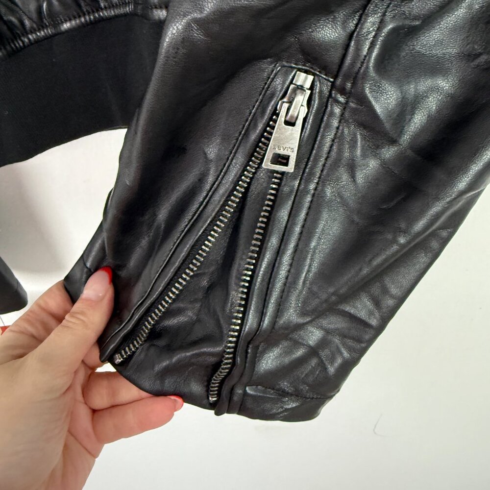 NWT Levi's Lightweight Faux Leather Bomber Jacket Zippers Black Size XL NEW - Picture 16 of 16